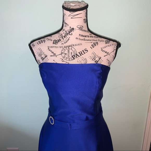 Lillie Rubin Royal Blue Strapless Dress With Belt Size 4 - Picture 2 of 16